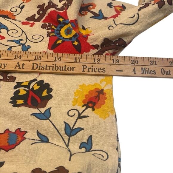 Emery Rose Tan Colorful Floral Boho Bohemian Long Sleeve Tunic Women Size Small - Picture 10 of 12